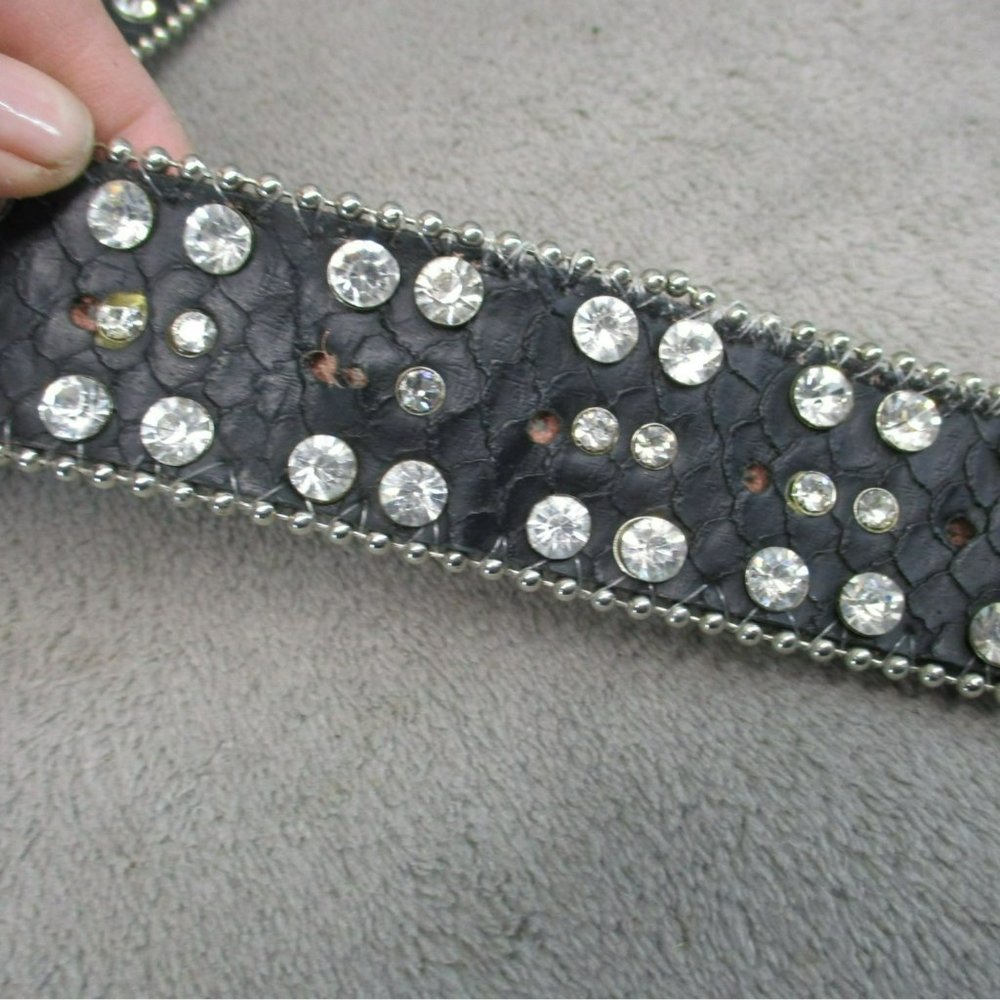 Belt Womens Small Black Rhinestone Studded Western - Picture 4 of 10